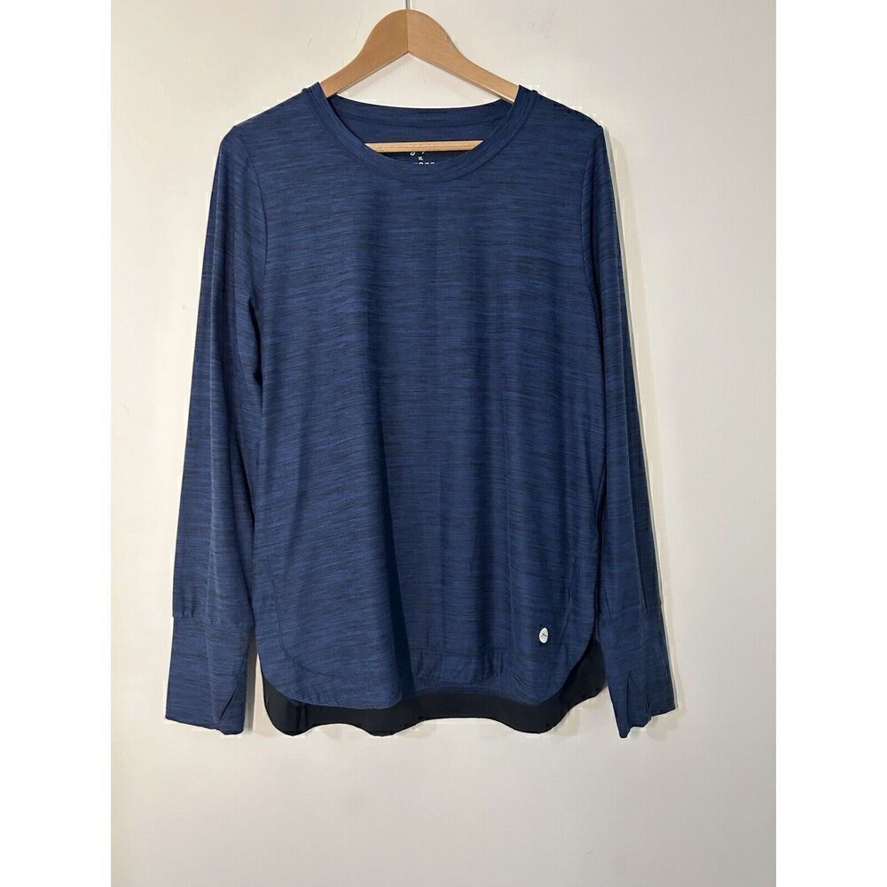 X by Gottex Active Long Sleeve Top Shirt T-Shirt Black & Blue XL